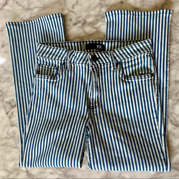 NEW KUT Railroad Stripe HighRise Ankle Flare Jeans - Picture 4 of 11